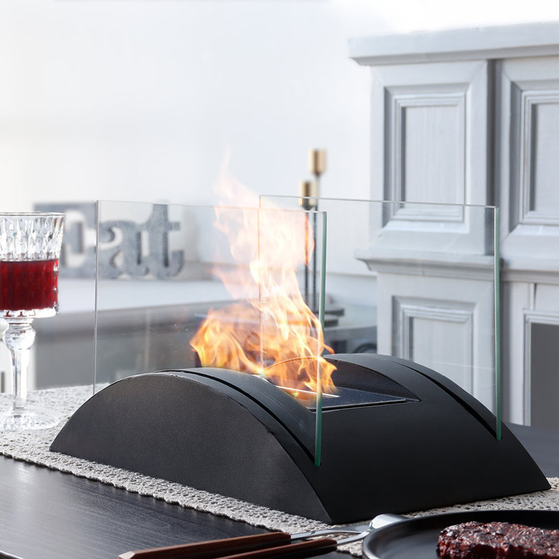 JHY DESIGN Metal BioEthanol Outdoor Tabletop Fireplace with Flame